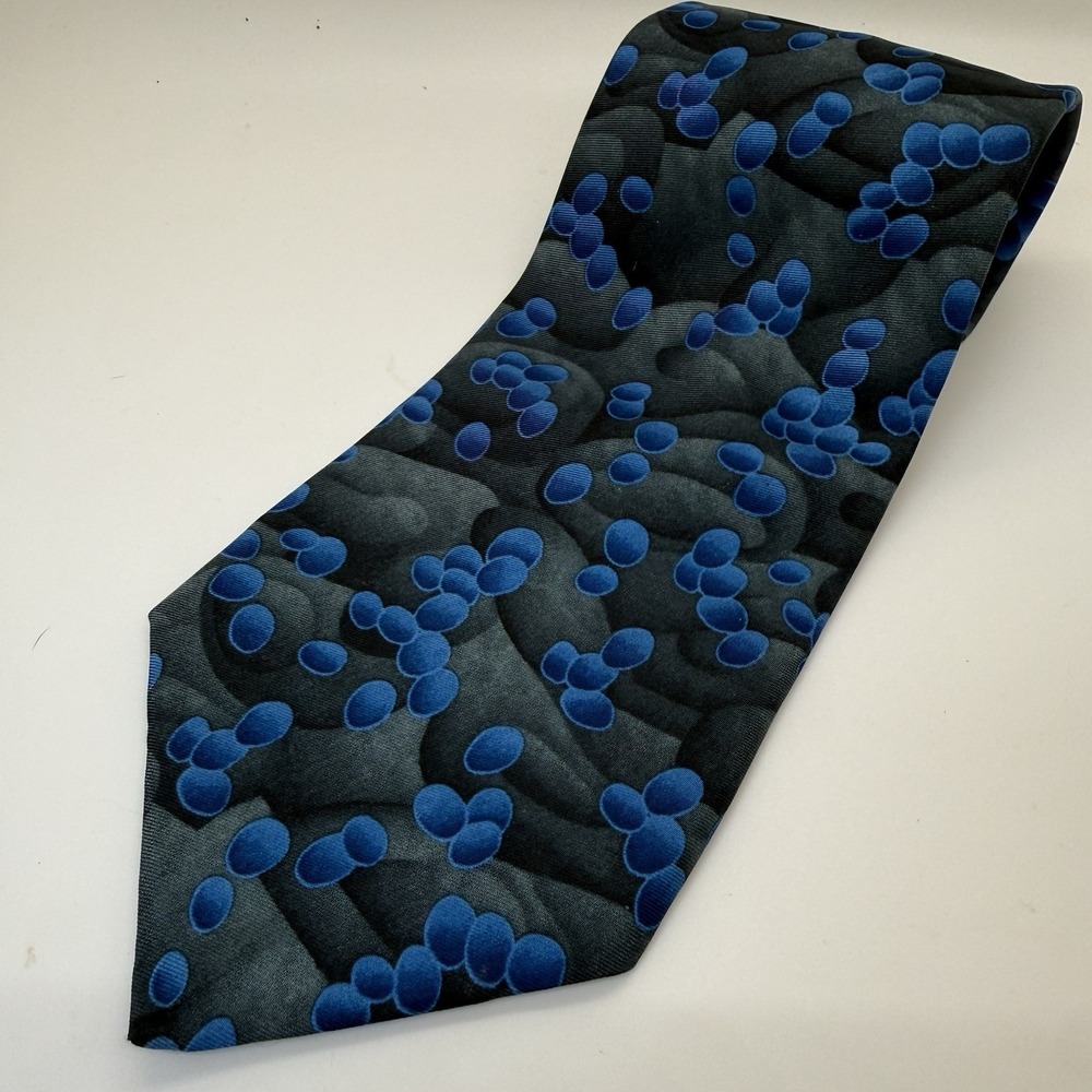 Infectious Awareables Staphylococcus Blue Green Handmade Silk Tie Staph 4" x 57"